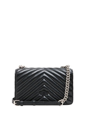 BORSA PINKO NERA MINI LOVE BAG ONE SIMPLY IN NAPPA TRAPUNTATA CON MOTIVO CHEVRON E FIBBIA LOGO ARGENTO