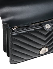 BORSA PINKO NERA MINI LOVE BAG ONE SIMPLY IN NAPPA TRAPUNTATA CON MOTIVO CHEVRON E FIBBIA LOGO ARGENTO