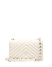 BORSA PINKO BIANCA MINI LOVE BAG ONE IN NAPPA TRAPUNTATA CON MOTIVO CHEVRON E FIBBIA LOGO E CATENA IN TONO