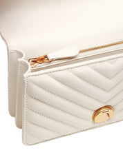 BORSA PINKO BIANCA MINI LOVE BAG ONE IN NAPPA TRAPUNTATA CON MOTIVO CHEVRON E FIBBIA LOGO E CATENA IN TONO