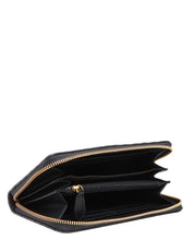 PORTAFOGLIO DONNA PINKO NERO RETTANGOLARE TRAPUNTATO CON LOGO LOVE BIRDS ORO 100% PELLE