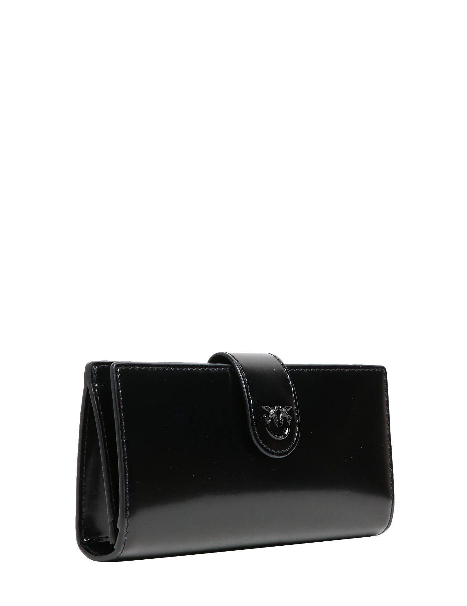 PORTAFOGLI DONNA PINKO NERO LUCIDO RETTANGOLARE CON LOGO LOVE BIRDS IN TONO 100%PELLE