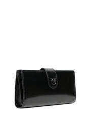 PORTAFOGLI DONNA PINKO NERO LUCIDO RETTANGOLARE CON LOGO LOVE BIRDS IN TONO 100%PELLE