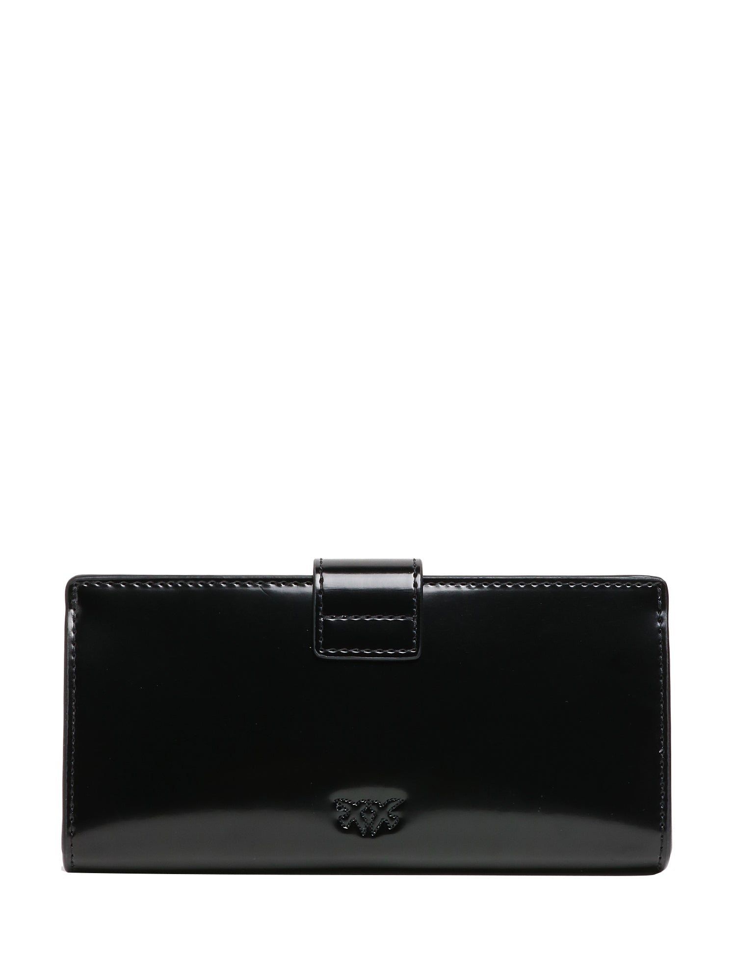 PORTAFOGLI DONNA PINKO NERO LUCIDO RETTANGOLARE CON LOGO LOVE BIRDS IN TONO 100%PELLE