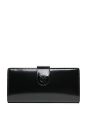PORTAFOGLI DONNA PINKO NERO LUCIDO RETTANGOLARE CON LOGO LOVE BIRDS IN TONO 100%PELLE