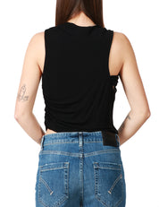 TOP DONNA PINKO NERO SENZA MANICHE CON ARRICCIO E DETTAGLI CUT OUT IN TESSUTO INTERLOCK CRèPE DI VISCOSA