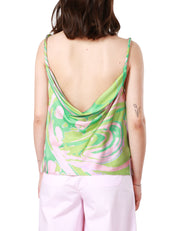 TOP A CANOTTA SATIN STAMPA SPLASH