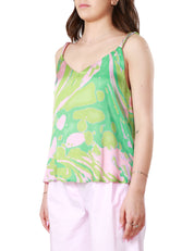 TOP A CANOTTA SATIN STAMPA SPLASH
