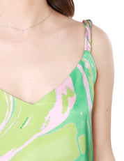 TOP A CANOTTA SATIN STAMPA SPLASH
