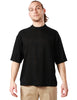 T-shirt uomo roberto collina nera a girocollo in puro cotone crèpe oversize