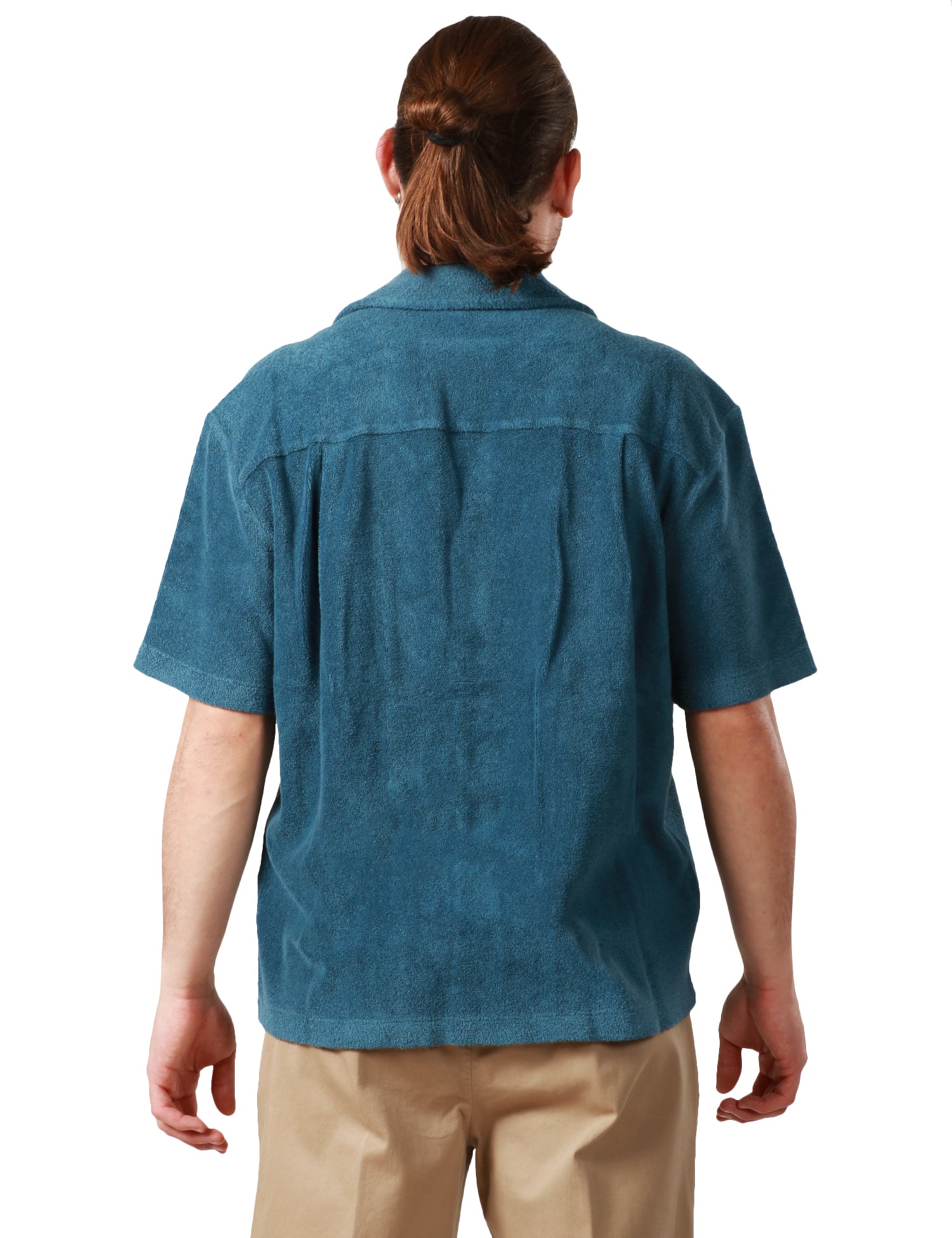 CAMICIA UOMO ROBERTO COLLINA COLOR DENIM A MEZZA MANICA IN TESSUTO SPUGNA MISTO COTONE