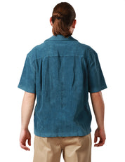 CAMICIA UOMO ROBERTO COLLINA COLOR DENIM A MEZZA MANICA IN TESSUTO SPUGNA MISTO COTONE