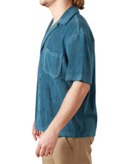 CAMICIA UOMO ROBERTO COLLINA COLOR DENIM A MEZZA MANICA IN TESSUTO SPUGNA MISTO COTONE