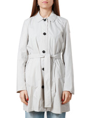 TRENCH DONNA SAVE THE DUCK GRIGIO IN NYLON CON BOTTONI E CINTURA