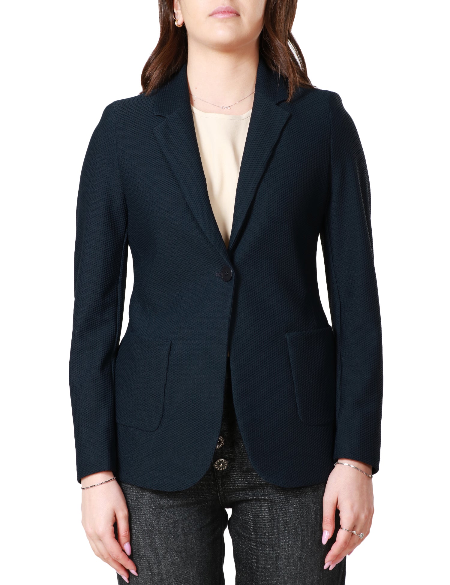 Giacca slim fit monopetto in tessuto tecnico bistretch nido d'ape