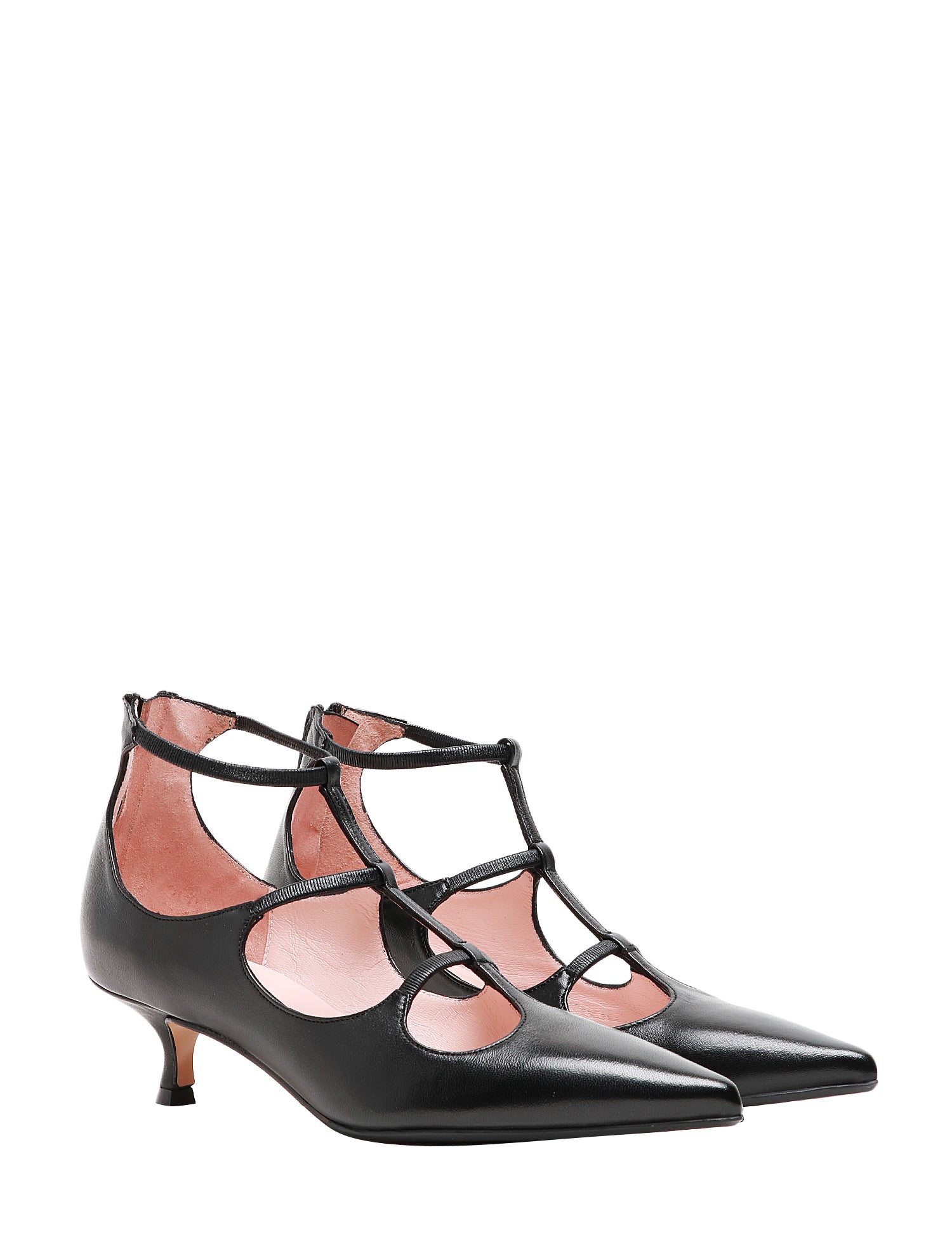 SCARPA DONNA ANNA F. NERA IN NAPPA CON ELASTICI SUL COLLO DEL PIEDE E TACCO 4,5 CM