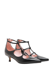 SCARPA DONNA ANNA F. NERA IN NAPPA CON ELASTICI SUL COLLO DEL PIEDE E TACCO 4,5 CM