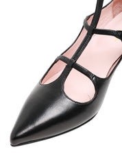 SCARPA DONNA ANNA F. NERA IN NAPPA CON ELASTICI SUL COLLO DEL PIEDE E TACCO 4,5 CM