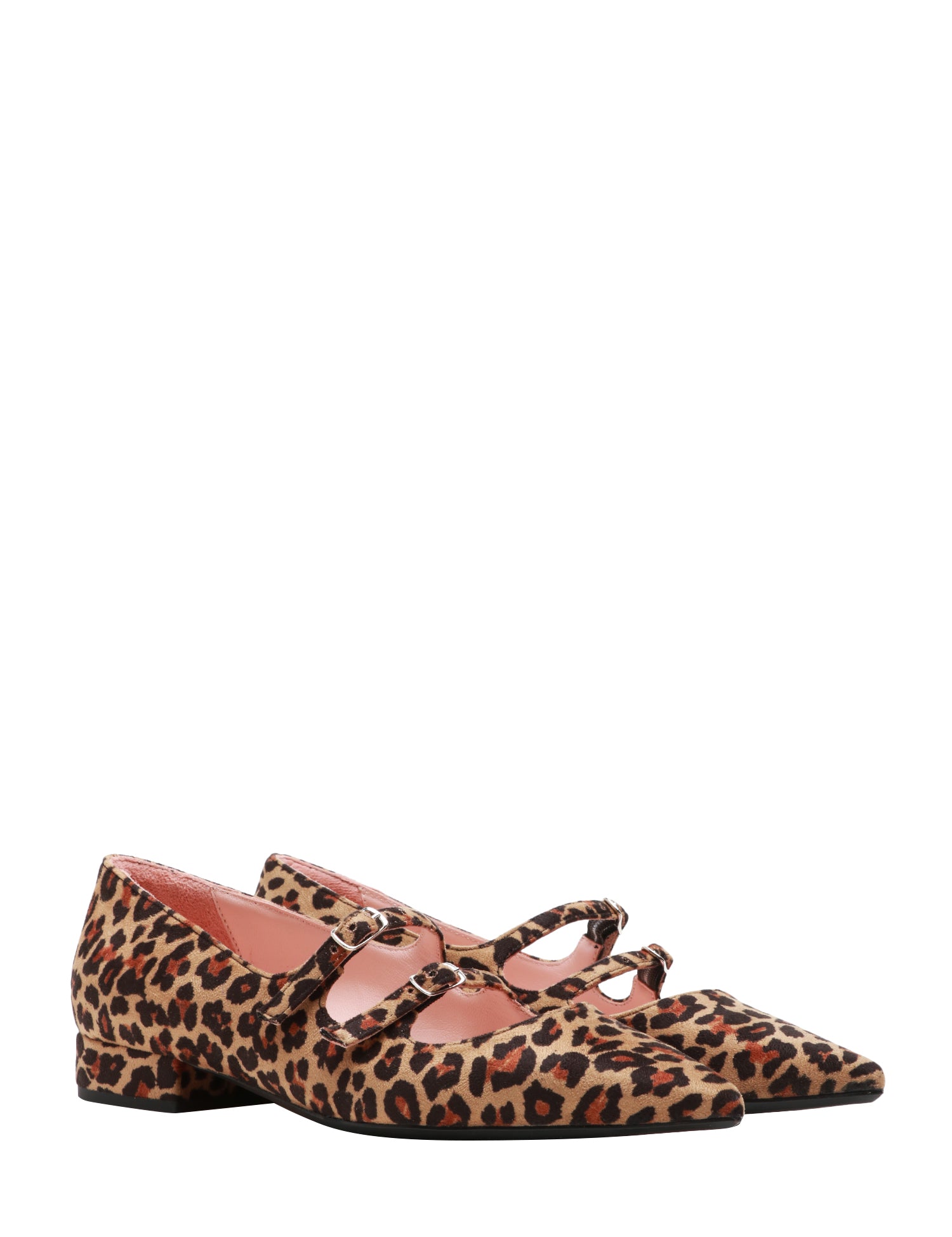 SCARPA DONNA ANNA F. MACULATA A PUNTA CON DOPPIO CINTURINO E TACCO QUADRATO IN TONO H 2,5 CM