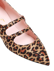SCARPA DONNA ANNA F. MACULATA A PUNTA CON DOPPIO CINTURINO E TACCO QUADRATO IN TONO H 2,5 CM