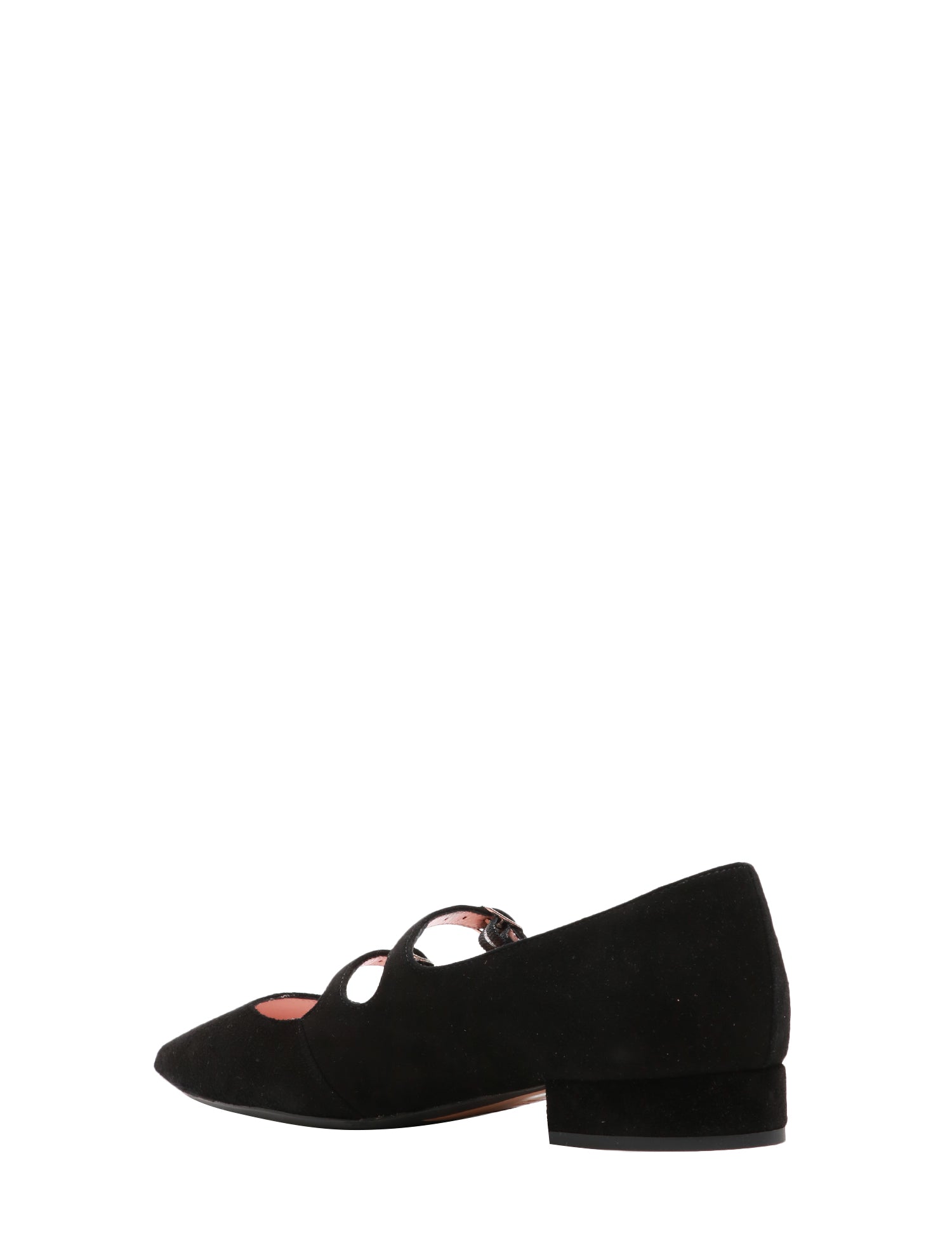 SCARPA DONNA ANNA F. NERA A PUNTA IN CAMOSCIO CON DOPPIO CINTURINO E TACCO QUADRATO H 2,5 CM