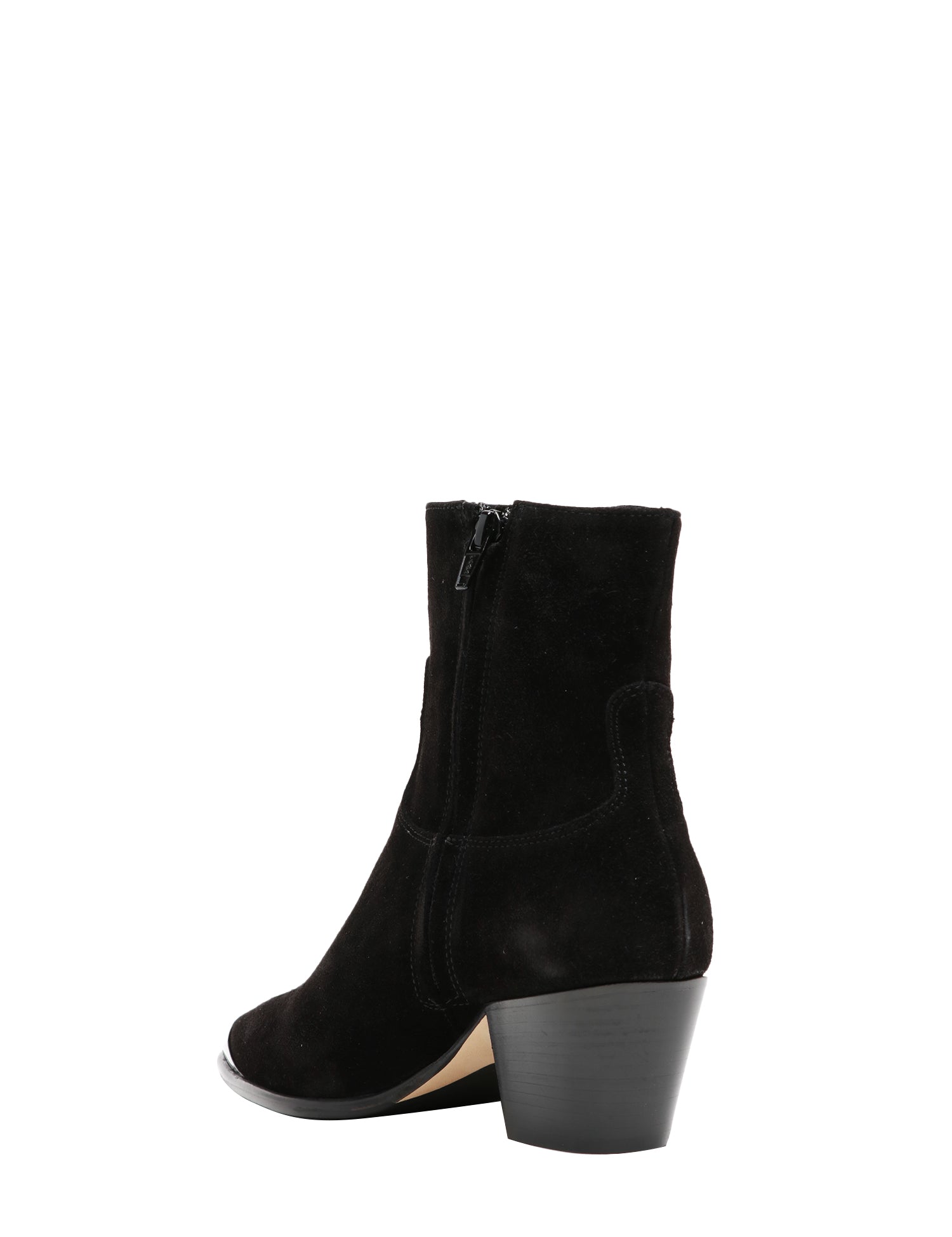 SCARPA DONNA ANNA F. TRONCHETTO NERO IN PELLE EFFETTO VELOUR CON DETTAGLIO METALLICO SULLA PUNTA