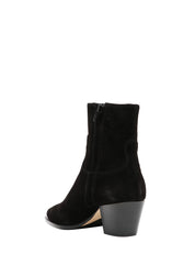 SCARPA DONNA ANNA F. TRONCHETTO NERO IN PELLE EFFETTO VELOUR CON DETTAGLIO METALLICO SULLA PUNTA