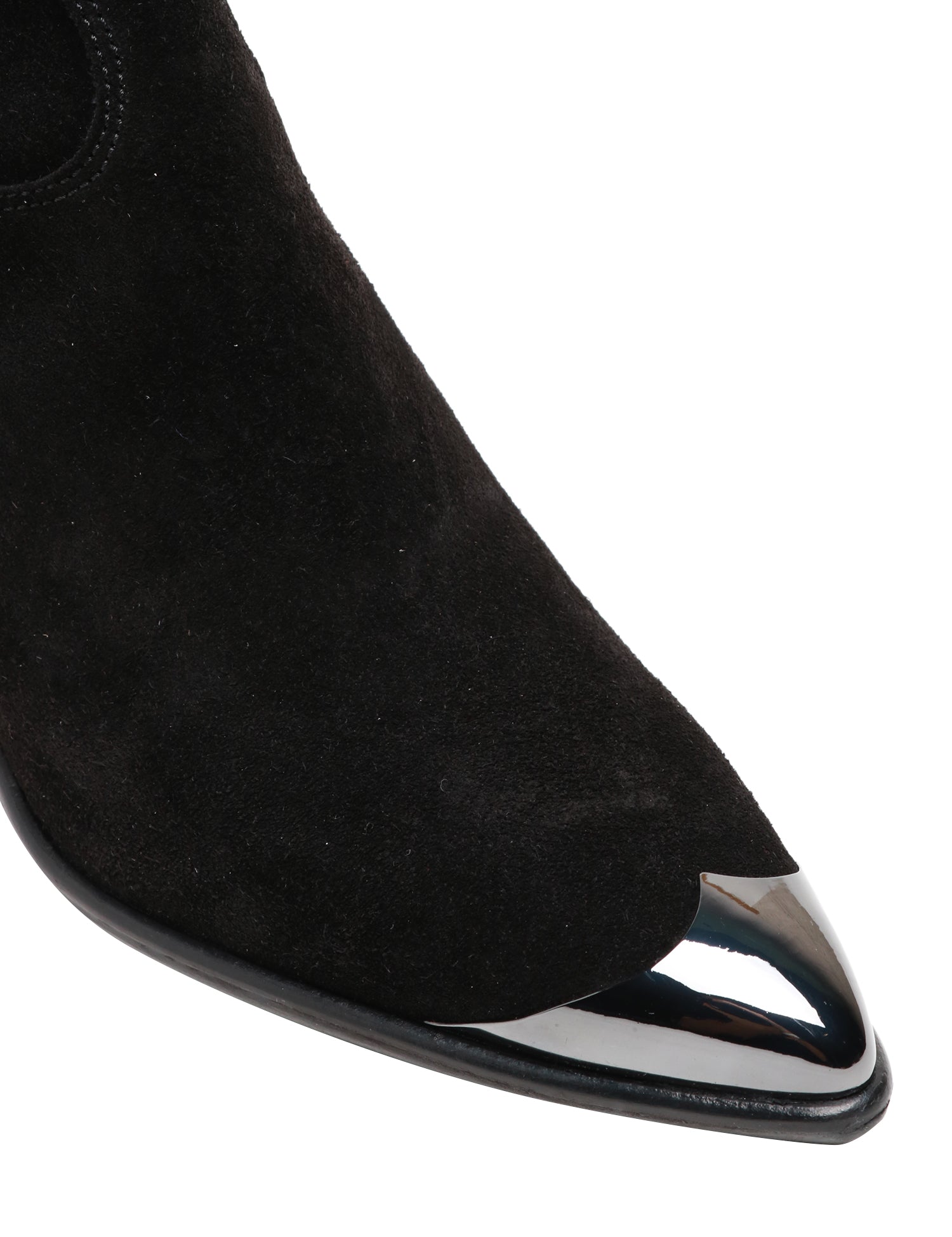 SCARPA DONNA ANNA F. TRONCHETTO NERO IN PELLE EFFETTO VELOUR CON DETTAGLIO METALLICO SULLA PUNTA
