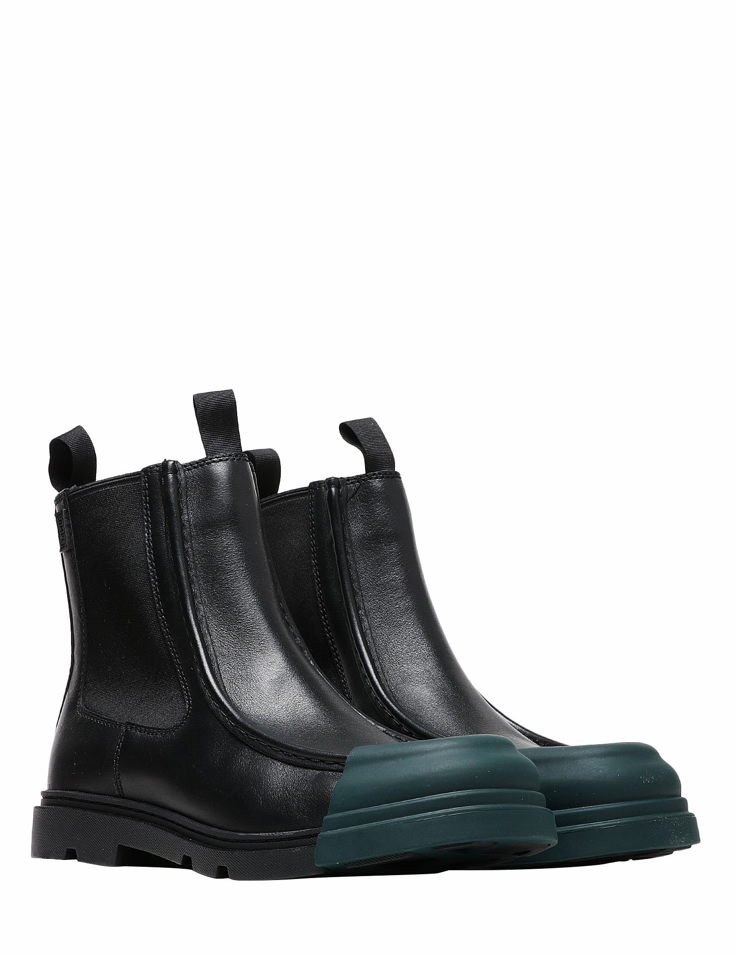 SCARPA STIVALE UOMO CAMPER NERO JUNCTION IN PELLE CON PUNTA VERDE PETROLIO IN GOMMA REMOVIBILE