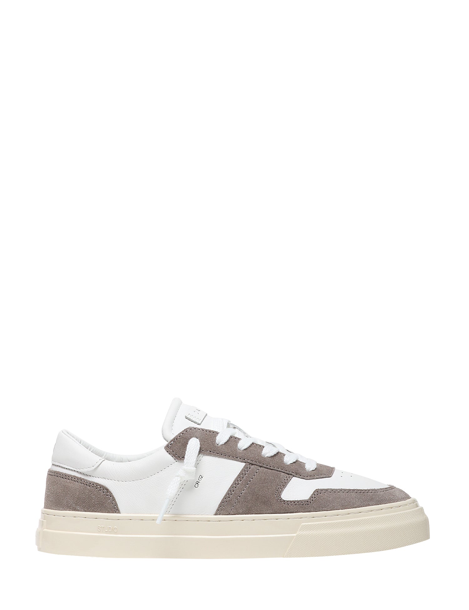 SCARPA UOMO D.A.T.E. STUDIO BICOLOR WHITE/GREY CON DETTAGLI IN PELLE E SUEDE E SUOLA IN GOMMA