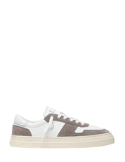 SCARPA UOMO D.A.T.E. STUDIO BICOLOR WHITE/GREY CON DETTAGLI IN PELLE E SUEDE E SUOLA IN GOMMA