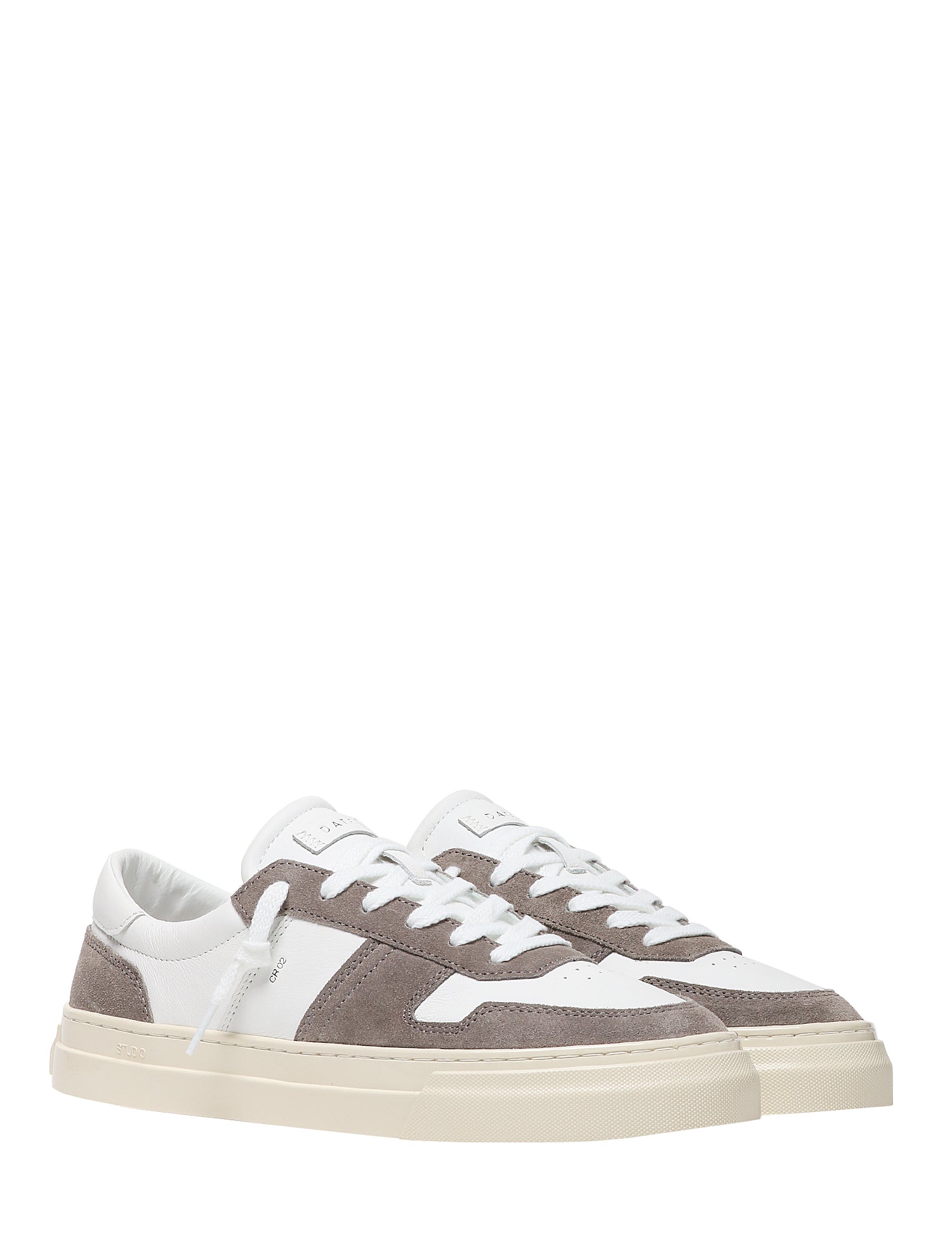 SCARPA UOMO D.A.T.E. STUDIO BICOLOR WHITE/GREY CON DETTAGLI IN PELLE E SUEDE E SUOLA IN GOMMA