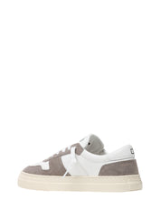 SCARPA UOMO D.A.T.E. STUDIO BICOLOR WHITE/GREY CON DETTAGLI IN PELLE E SUEDE E SUOLA IN GOMMA