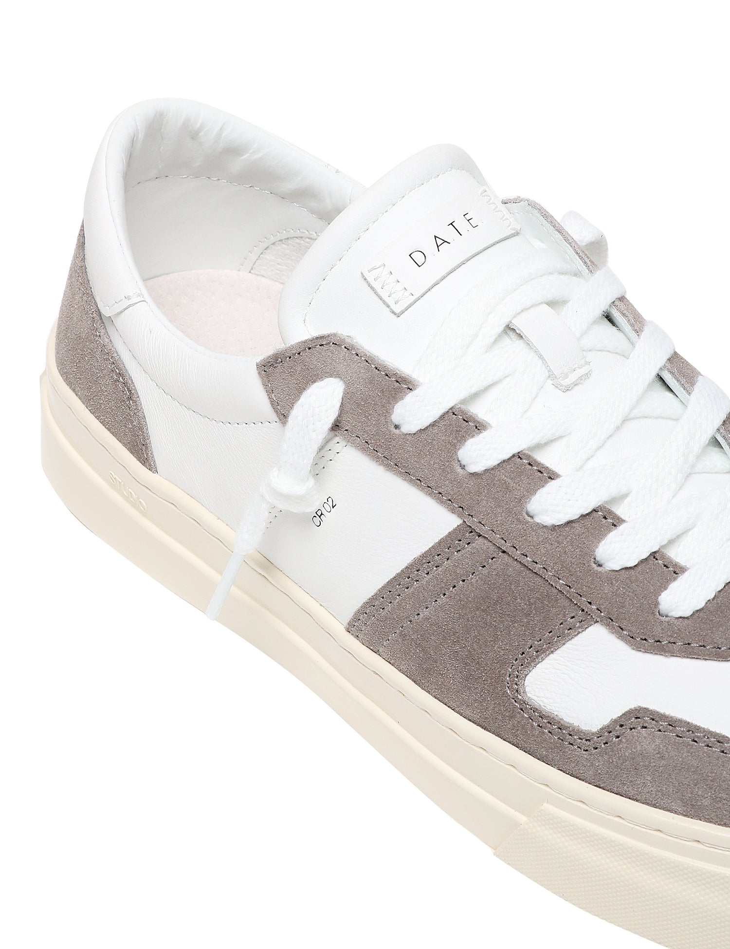 SCARPA UOMO D.A.T.E. STUDIO BICOLOR WHITE/GREY CON DETTAGLI IN PELLE E SUEDE E SUOLA IN GOMMA