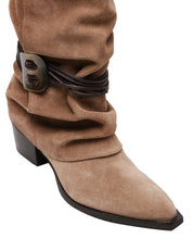 STIVALE TEXANO DONNA DIVINE FOLLIE TAUPE IN PELLE SCAMOSCIATA CON CAVIGLIERA