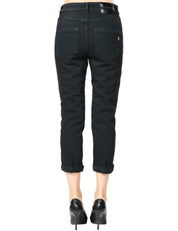 JEANS DONNA DONDUP KOONS IN DENIM NERO CINQUE TASCHE A VITA REGOLARE CON BOTTONIERA GIOIELLO E LUNGHEZZA ALLA CAVIGLIA