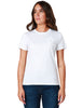 T-shirt donna dondup bianca a girocollo con logo ricamato sul petto in jersey di cotone
