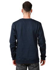 FELPA UOMO DONDUP BLU GIROCOLLO CON STAMPA LOGO SUL PETTO IN COTONE