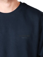 FELPA UOMO DONDUP BLU GIROCOLLO CON STAMPA LOGO SUL PETTO IN COTONE