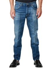 JEANS UOMO DONDUP BRIGHTON LAVAGGIO MEDIO CON ROTTURE 5 TASCHE CARROT FIT
