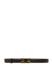CINTURA DONNA ELISABETTA FRANCHI NERA IN VERA PELLE CON PLACCA LOGO ORO