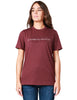 T-shirt donna elisabetta franchi bordeau a girocollo con stampa logo a contrasto e logo in micro strass trasparenti