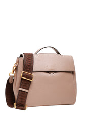 BORSA DONNA GIANNI CHIARINI CLIO TORTORA IN PELLE GRANA MAXY CON CHIUSURA CON PATTA, MANICO E TRACOLLA