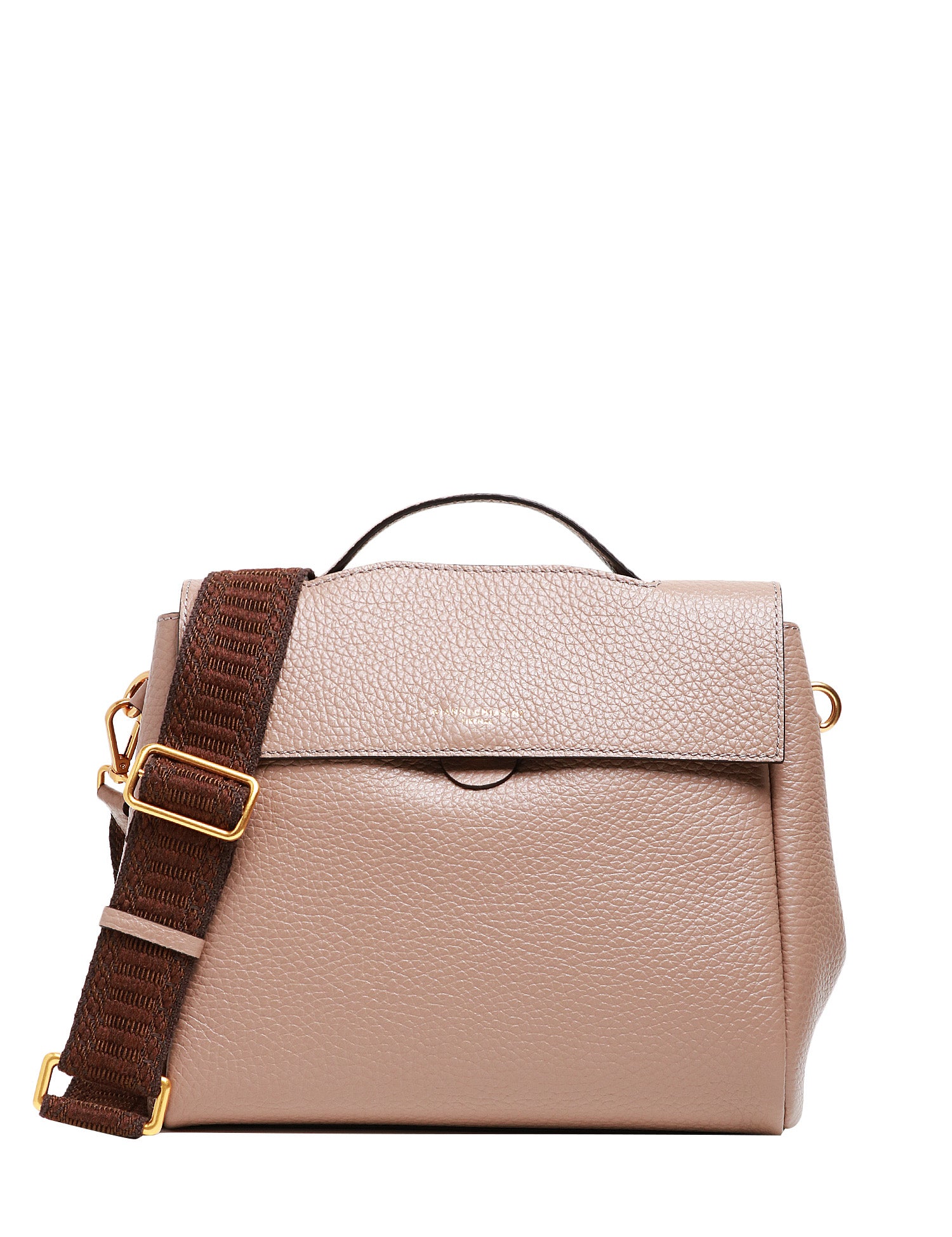 BORSA DONNA GIANNI CHIARINI CLIO TORTORA IN PELLE GRANA MAXY CON CHIUSURA CON PATTA, MANICO E TRACOLLA