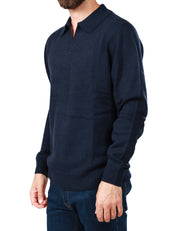 MAGLIONE POLO UOMO MC 2 SAINT BARTH BLU NAVY CON COLLETTO E LOGO RICAMATO SUL PETTO IN MISTO CACHEMIRE
