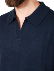MAGLIONE POLO UOMO MC 2 SAINT BARTH BLU NAVY CON COLLETTO E LOGO RICAMATO SUL PETTO IN MISTO CACHEMIRE