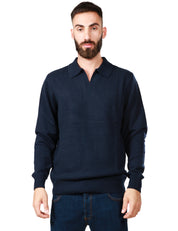 MAGLIONE POLO UOMO MC 2 SAINT BARTH BLU NAVY CON COLLETTO E LOGO RICAMATO SUL PETTO IN MISTO CACHEMIRE