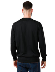 MAGLIONE UOMO MC 2 SAINT BARTH NERO GIROCOLLO CON RICAMO LOGO SUL POLSINO IN LANA MERINO 100%