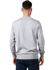 MAGLIONE UOMO MC 2 SAINT BARTH GRIGIO CHIARO GIROCOLLO CON RICAMO LOGO SUL POLSINO IN LANA MERINO 100%
