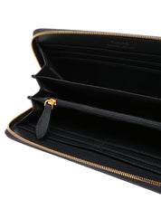 PORTAFOGLI DONNA PINKO NERO RETTANGOLARE IN PELLE CON ZIP-AROUND E PLACCHETTA LOVE BIRDS ORO